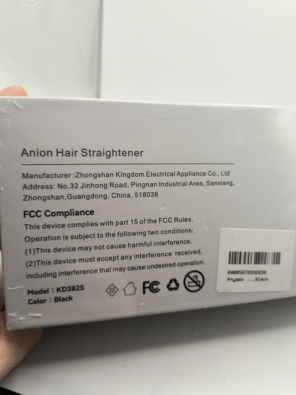 Anyask Anion Hair Straightener Cord Free Model #KD382S-Black Brand New Sealed - Picture 5 of 7